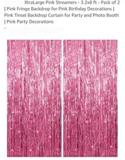 2 Pack Pink Backdrop Party Decorations Tinsel Curtain Party Backdrop Foil Fringe