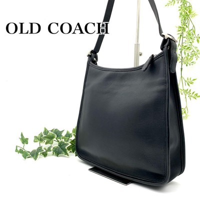 COACH 9073 Vintage Shoulder Bag Ziplock Leather Black Silver