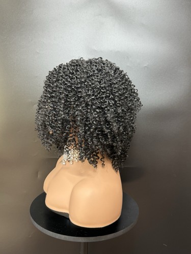 African American Wig Kinky Curly Afro Wig Golden Black Middle Part Heat Ok Short - Picture 4 of 10
