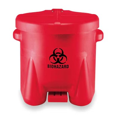 Eagle Mfg 945Bio Biohazard Step On Waste Can, 10 Gallon Capacity, Polyethylene,