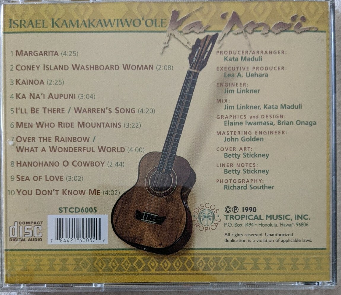 Israel Kamakawiwo'ole ‎– Ka 'Ano'i Discos Tropical ST 6005 NM CD