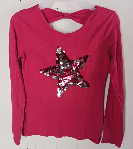 So Youth girls shirts long sleeve pullover w/ Star sequined design, Size 14 red - Picture 2 of 5