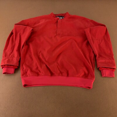 Zero Restriction Golf Men's Size Large Red Long Sleeve Logo 1/4 Zip Pullover