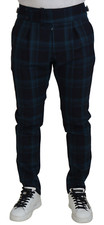 DOLCE & GABBANA Pants Blue Purple Plaid Wool Trousers IT50 / W36 / L 1100usd