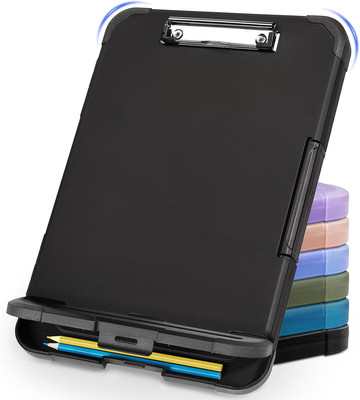 Reinforced Clipboard with Storage, Inner Plastic Folder Attached, Heavy Duty Pla