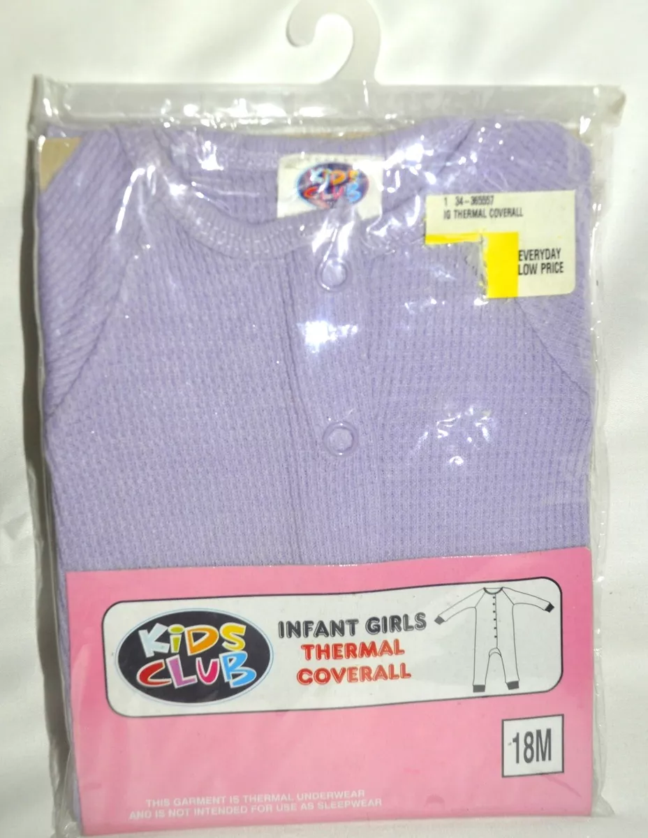 Kids Club Thermal Underwear 1 Piece Purple Lavender Infant Sz 18M ...