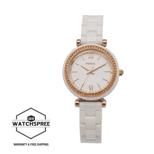 Fossil Ladies Quartz White Ceramic 