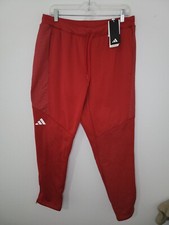 NWT Adidas Athletic Travel Men Large Red Tapered Track Jogger Sweat Pants HR5158