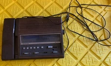 VINTAGE Soundesign 7561- B Phone Stereo Alarm Clock Black/Wood Radio Untested