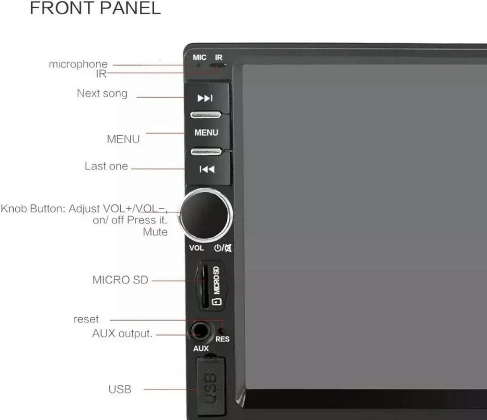 Bluetooth 2Din 7in Touch Screen GPS Car Stereo MP5Player FM Radio + FREE CAM - Image 3 of 4