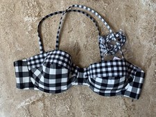 J Crew Women Swimsuit Scalloped ruffle one-piece swimsuit textured gingham 34B