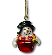 Jingle Bell Snowman Christmas Ornament in Bright Colors You Pick!