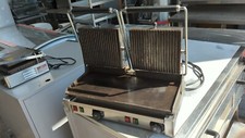 COMMERCIAL ELECTRIC TWIN PANINI CONTACT GRILL TOP-RIBBED BOTTOM-FLAT REFURBISHED