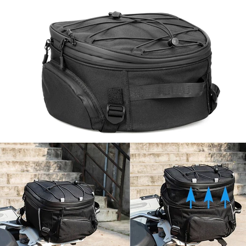 Motorcycle Rear Tail Seat Back Saddle Helmet Waterproof Shoulder Carry Bag Black