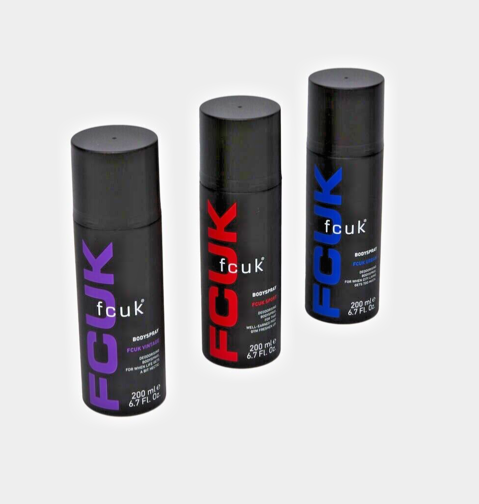 FCUK One Of Each Body Spray Trio Mens Gift Set Urban, Sport & Vintage