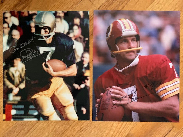 Joe Theismann Autographed Signed LOT OF 2 HAND OVERSIZED 11x14 COLOR PHOTOS JSA 