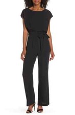 ELIZA J Cap Sleeve Wide Leg Jumpsuit In Black WOMENS SIZE 16 ***MISSING BELT NEW