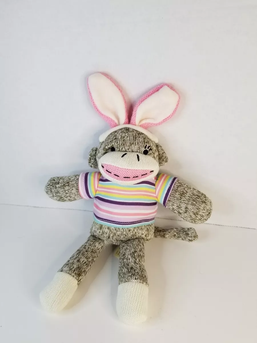 Inter American Sock Monkey Easter Spring Pink 11 Inch Plush Stuffed Animal Gift