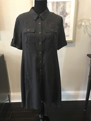 5 TWELVE, Flared High- Low, Short Sleeve Shirt Dress, Size L, NWT | eBay UK