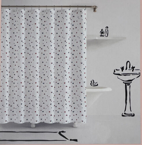 NEW💗Kate Spade New York Hearts 72 x 72 Fabric Shower Curtain 100% Cotton  CUTE‼️ | eBay