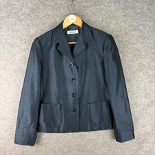 Giacca Marella vintage donna taglia UK 10 grigio scuro blazer misto seta bottoni