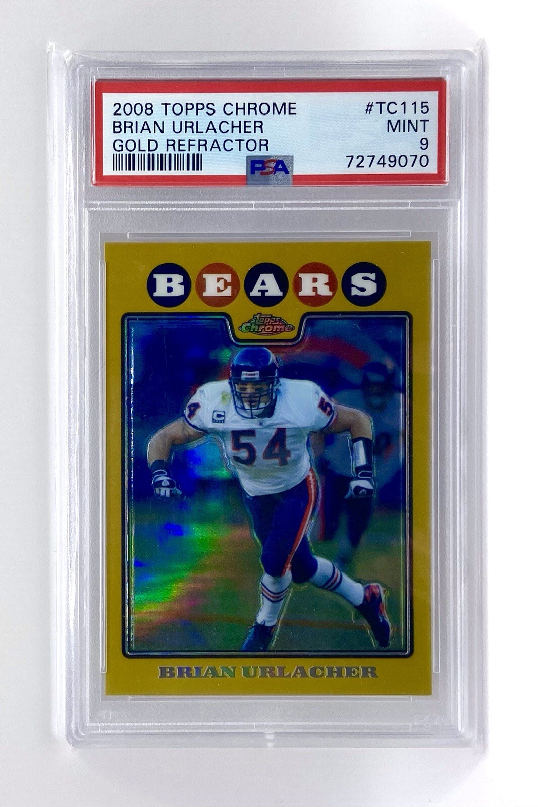 2008 Topps Chrome Brian Urlacher Gold Refractor /199 PSA 9 Chicago Bears #TC115