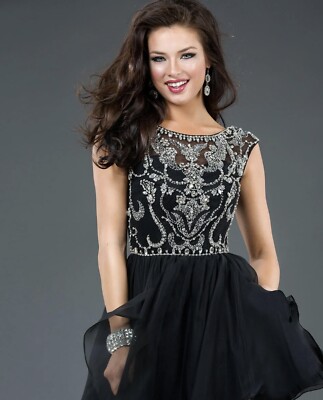 black jeweled prom dress Jovani Black JEWELED Prom Party Dress Size 2 EUC Retail $550