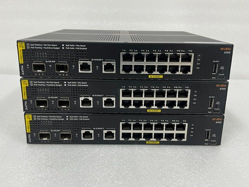 Conmutador de puertos HP Aruba JL679A 6100 12x 1GB RJ45 PoE y 2x 10GB SFP+ JL679-60001 - Imagen 2 de 9