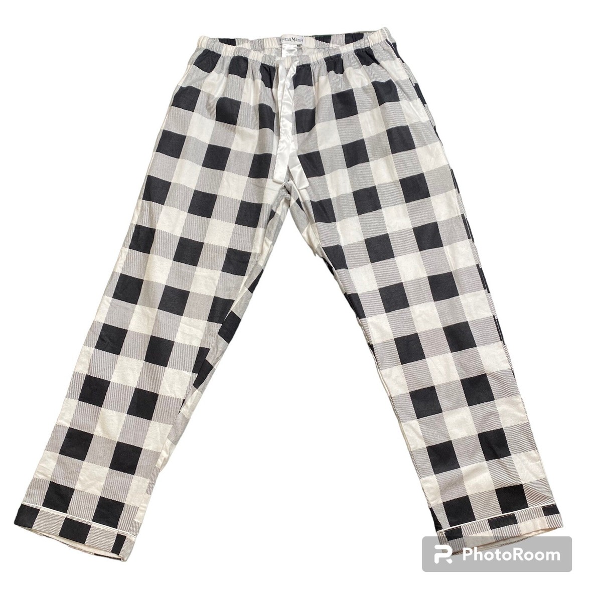 Pajama Mania NWT Women's Sz XL Black White Buffalo Check Plaid