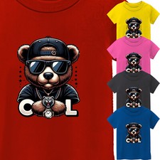 Kid's New Cool Bear Short Sleeve's T-Shirt Funny American Humor Graphic Gift Tee