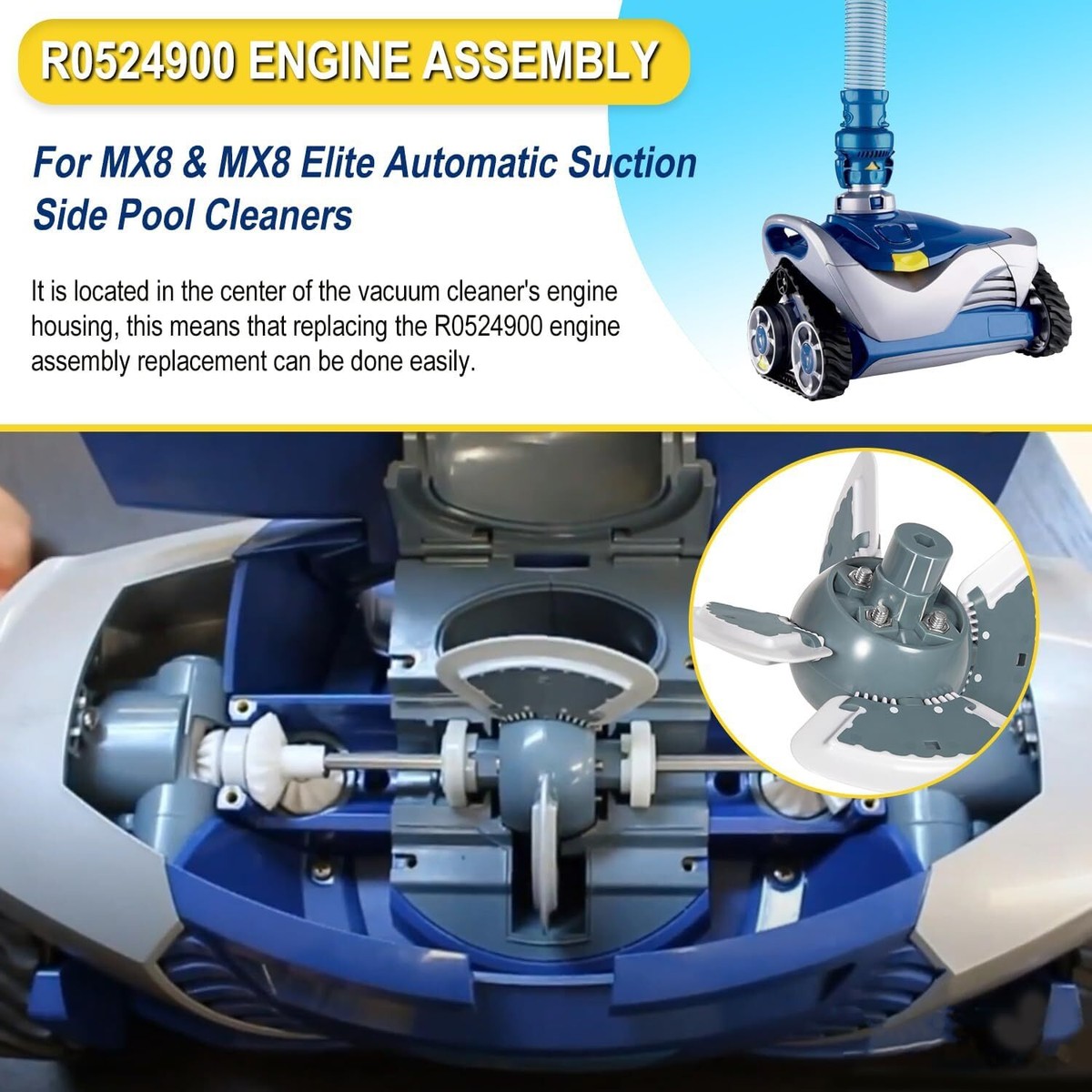 For Zodiac MX8 MX8EL Elite Suction Pool Cleaner Engine Assembly