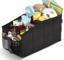 Car Seat Organizer, Collapsible Trunk Organizer With Cup Holders Storage For Car