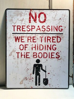 Cartel De Metal Humorístico "No Trespassing" - 20x30 Cm, Decoración Para Garaje, Taller, Bar, Casa