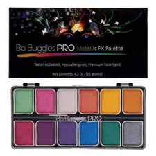 FACE PAINT Bo Buggles Pro Matalic FX Palette Water Activated PREMIUM Face Paint
