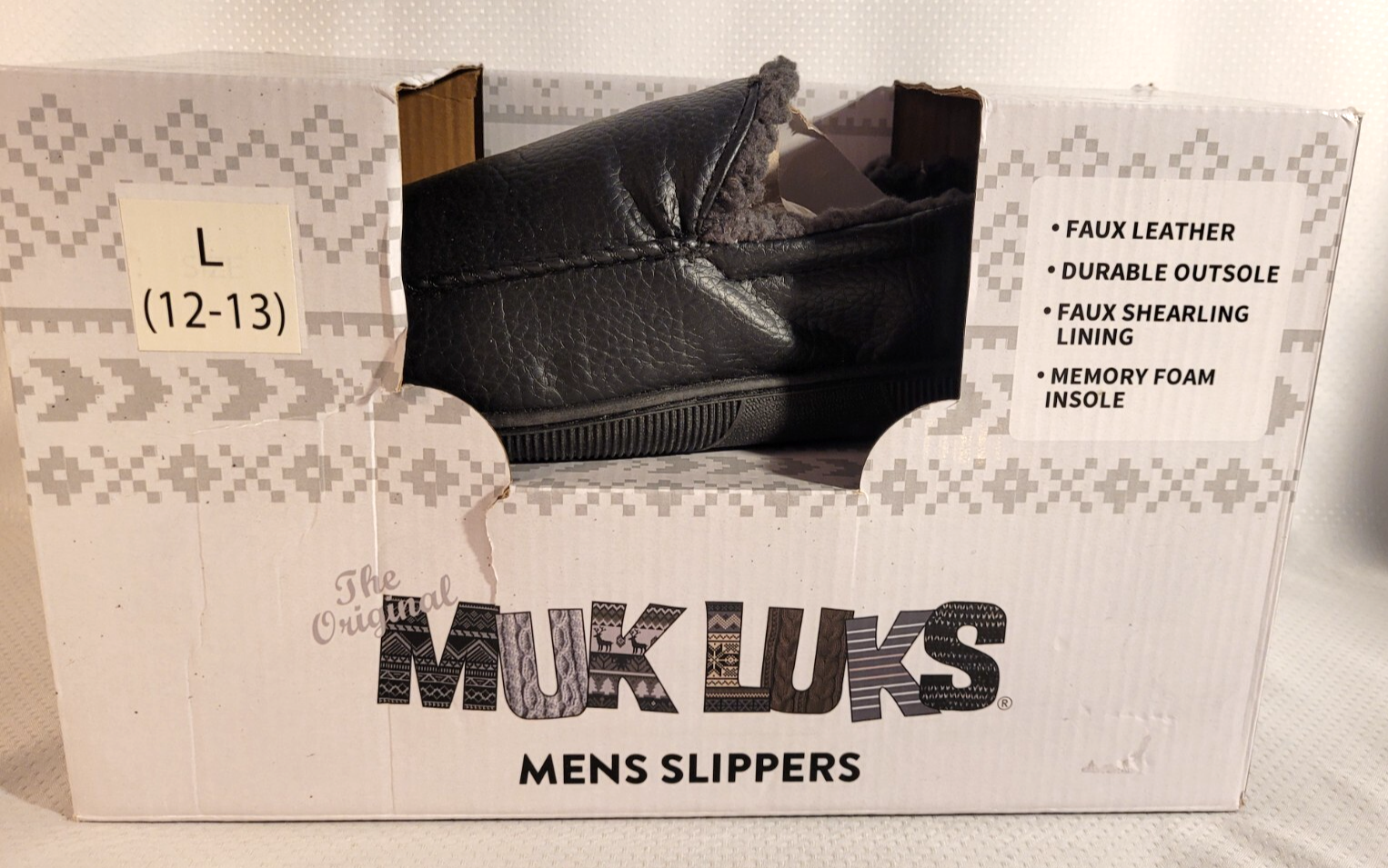 SAOLA Muk Luks ciabatte mocassino uomo ecopelle suola rigida nere taglia 12 13 nuove