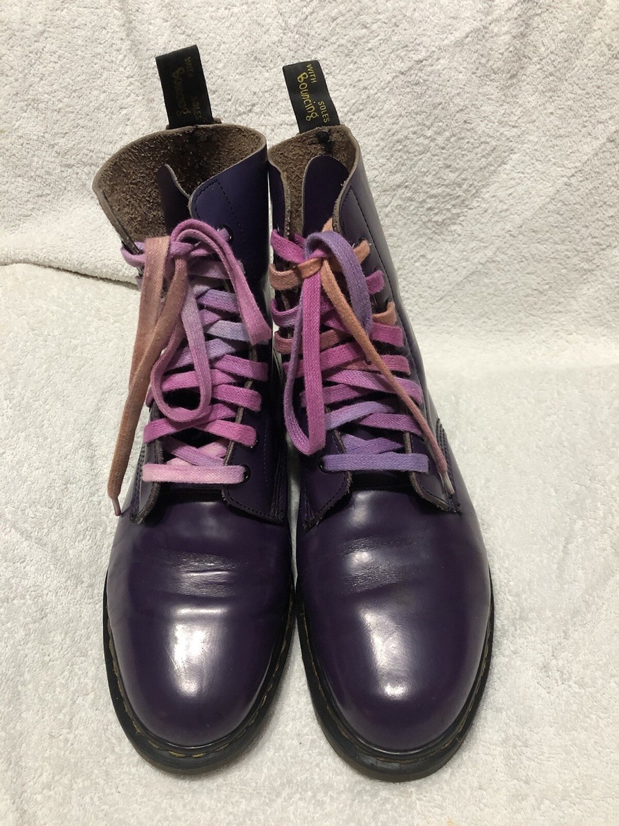 MARTENS VINTAGE PURPLE LEATHER HOLE MADE IN ENGLAND