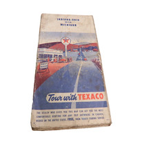 Vintage 1953 Tour with Texaco Gas Station Road Map of Indiana-Ohio & Michigan