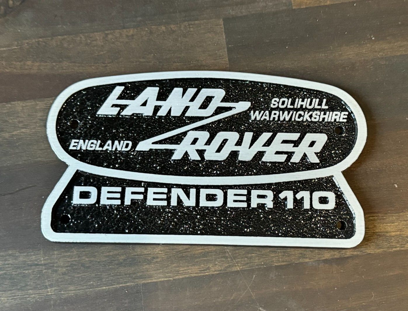 ALUMINIUM SOLID DIE-CAST LAND ROVER DEFENDER 110 SOLIHULL WARWICKSHIRE BADGE OEM