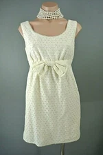 Juicy Couture Sleeveless Cocktail Dress 2 Ivory Floral Lace w/ Bow Summer #227