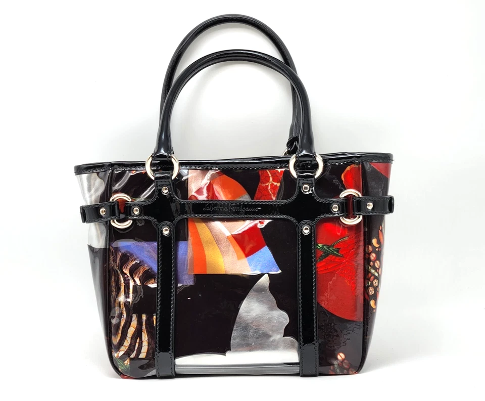 Bolso de Mano Salvatore Ferragamo FLORAL Nylon/Cuero Bordado Raro Foto 2 de 4