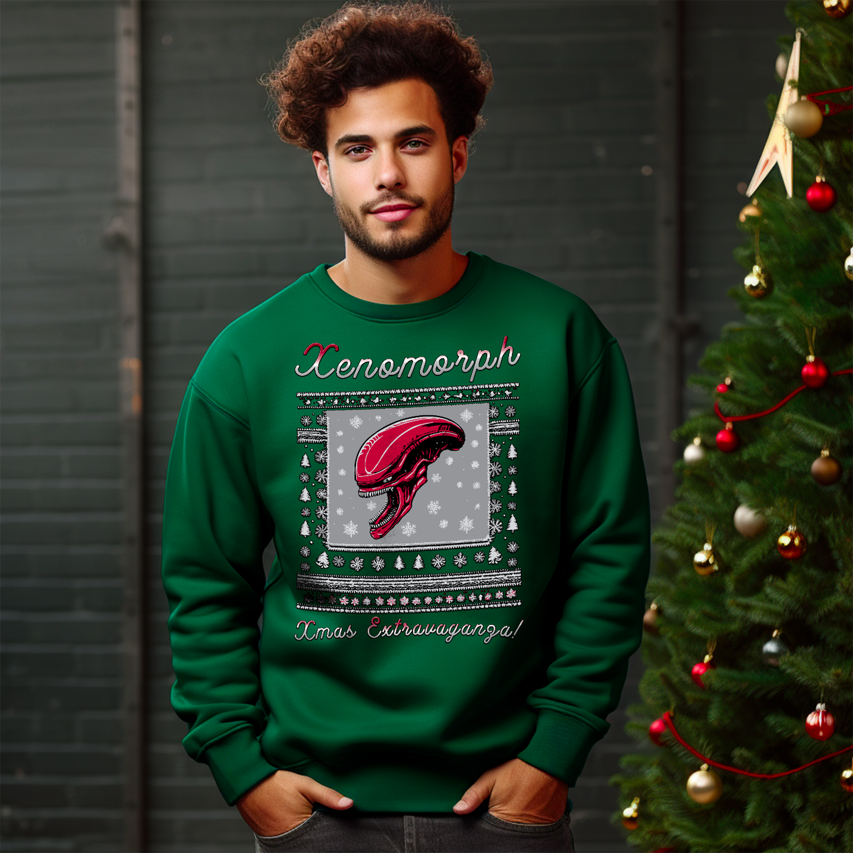 Xenomorph Xmas! Christmas Xenomorph ALIEN Sweatshirt Unisex DTG S-5XL