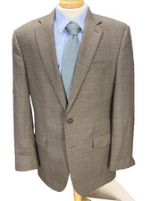 Ralph Lauren Mens Blazer 42L Brown Houndstooth 100 Wool 2 Button Jacket