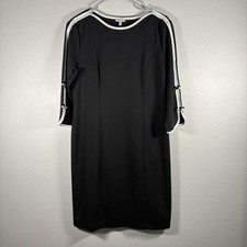 NWT Talbots Dress 8P Bow 3/4 Sleeves Classy Black/White Office Cocktail
