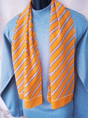 Vintage Silk Scarf APOLLO optik. Orange with Striped Pattern. Size 12 x 52 inch