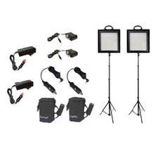 Bescor LED-500KB Twin 500W LED Dimmable Studio Light Lead Acid Battery Kit