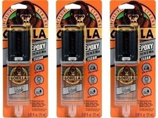 Gorilla 2 Part Epoxy, 5 Minute Set, .85 ounce Syringe, Clear, Pack of 3 