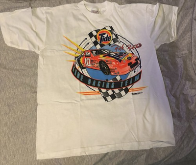 #ad VINTAGE My Shirt Tide Racing Team NASCAR White Graphic T Shirt Size XL $45.00