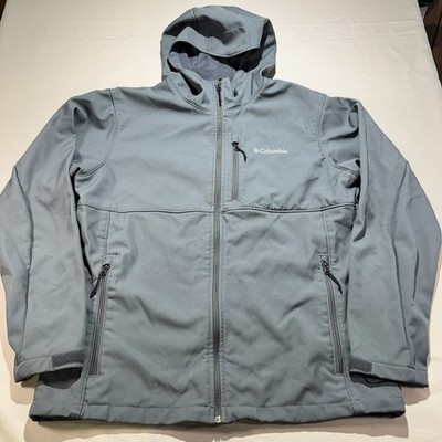 Columbia Men's Ascender Hooded Softshell Gray Full Zip Fleece Lined Jacket SZ L