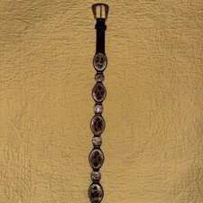 Vintage Justin Leather Western Concho Belt Animal Print Silver Details Size 28