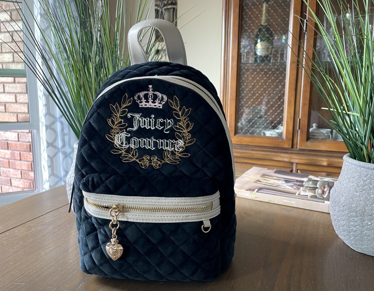 Juicy Couture Black Royal Moment Velour Velvet Backpack Bag  display picture 1